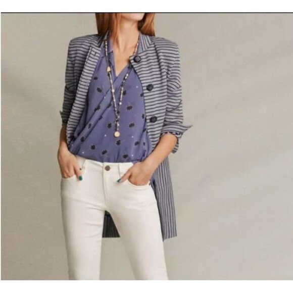 CAbi Crossover Blouse Vivid Violet Floral Print Draped Front Sheer Top Size S - Picture 14 of 14